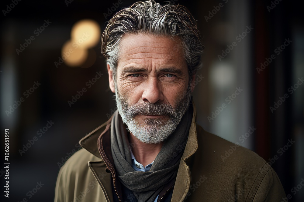 Portrait of a handsome senior man with grey hair and beard. Portrait of a handsome senior man with grey hair and beard.
