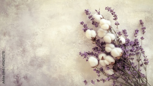 Wallpaper Mural Lavender and cotton flowers arranged on textured surface Torontodigital.ca