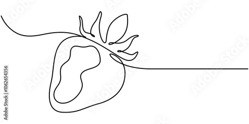 Vector illustration with continuous line drawing Strawberries, Single continuous line drawing of organic strawberry for fruit icon fresh berries fruitage concept, One continuous line drawing.