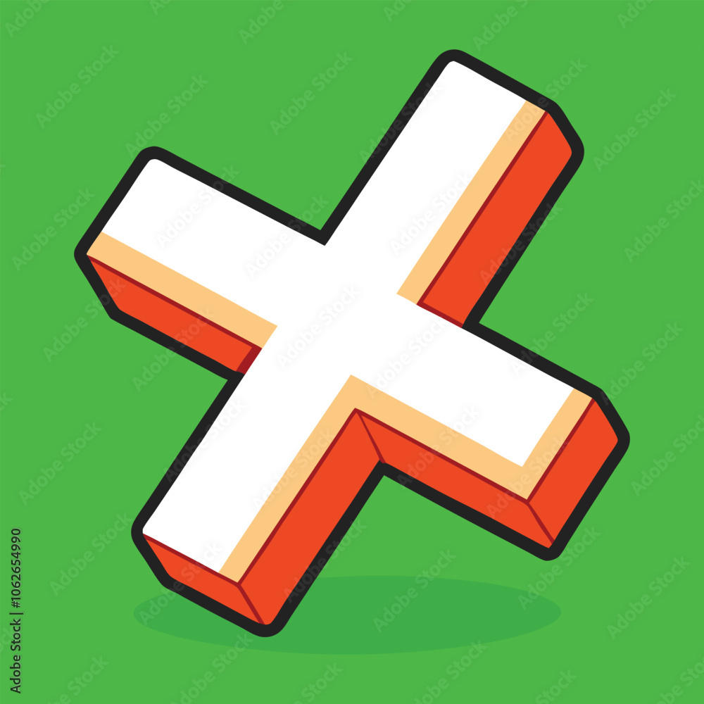 Obraz premium vector cross mark sign on green background