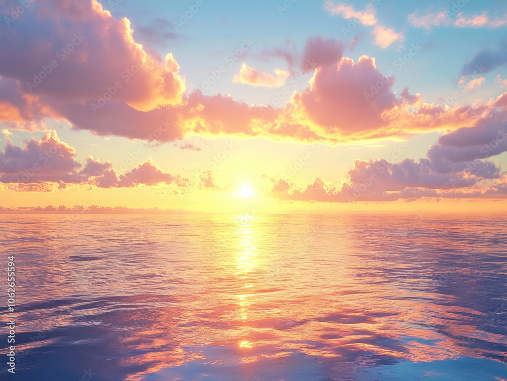 Fototapeta premium Ocean Sunset Capturing the Beauty of Dusk Over the Water