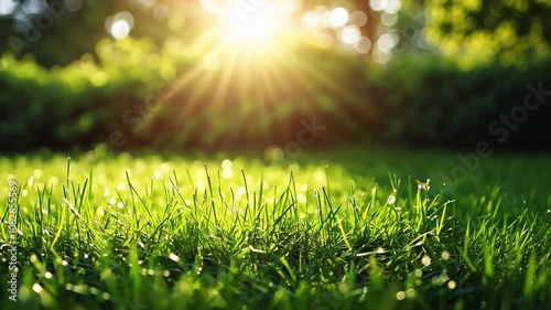 Close-up of Grass Blades in Sunlight, blades of grass, green grass, lawn, grass lawn, green lawn
