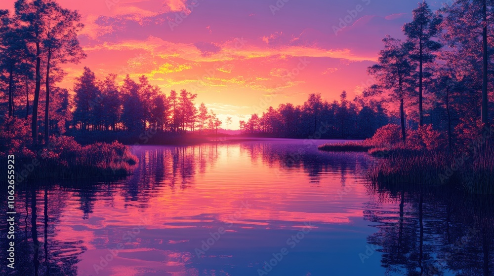 Serene twilight lakes - Generative AI Serene twilight lakes - Generative AI