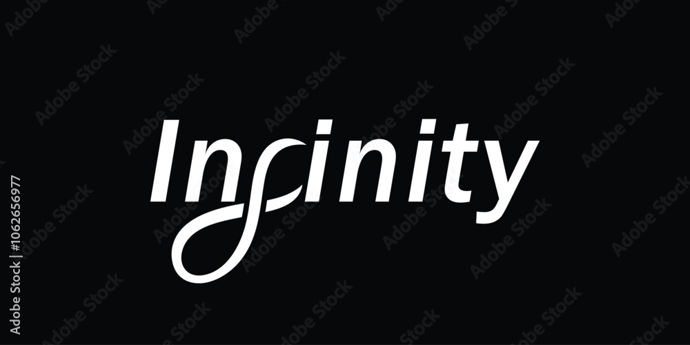 Infinity logo design, with Infinity typography text icon vector illustration Infinity logo design, with Infinity typography text icon vector illustration