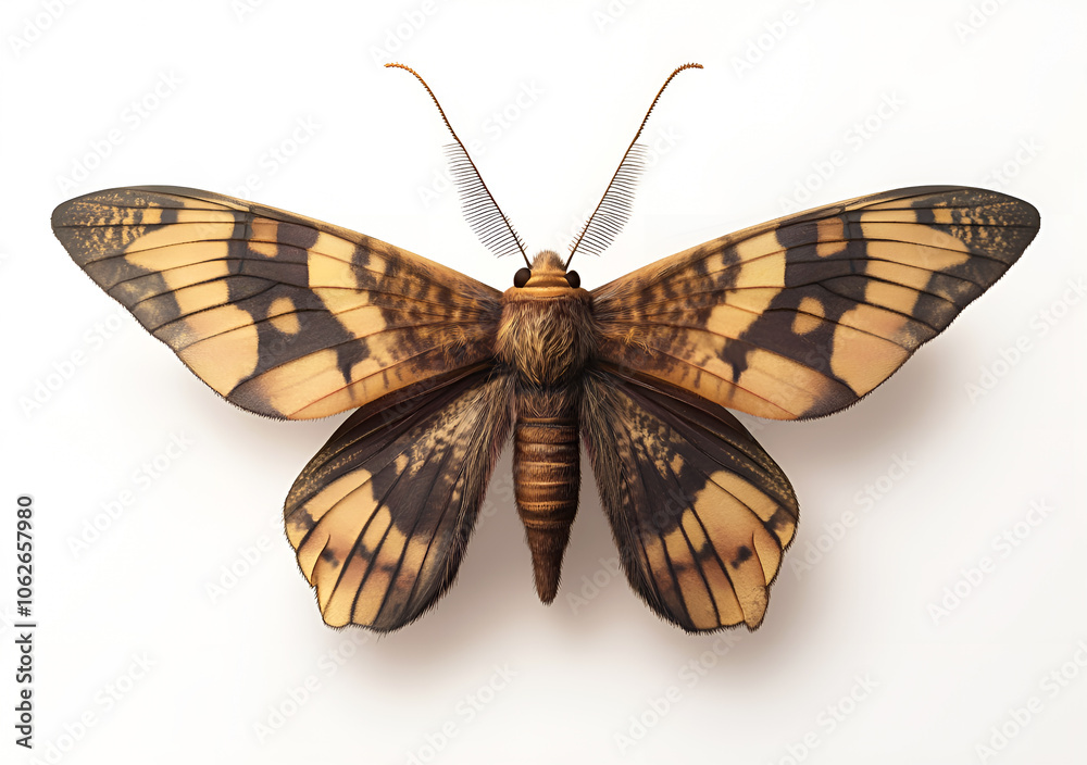 Obraz premium Beautiful view of a colorful moth butterfly on a white background