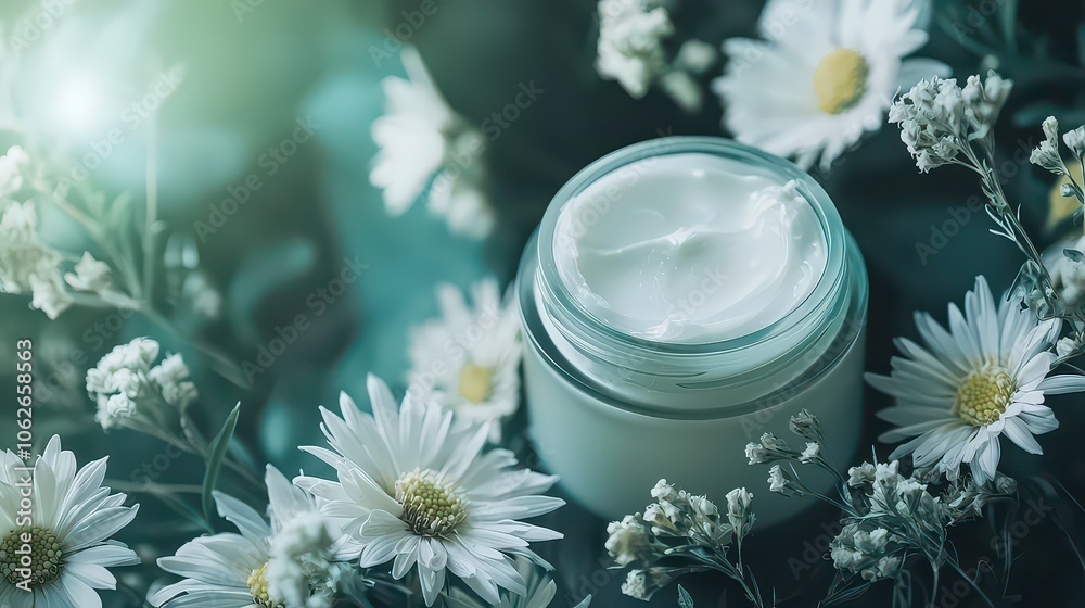 Luxury Face Cream Jar for advertising. Cream Jar with Flower Background. Face cream jar surrounded by fresh flowers and natural elements. Cream Jar with Flower Background. Luxury Face Cream Jar for advertising. Cream Jar with Flower Background. Face cream jar surrounded by fresh flowers and natural elements. Cream Jar with Flower Background.