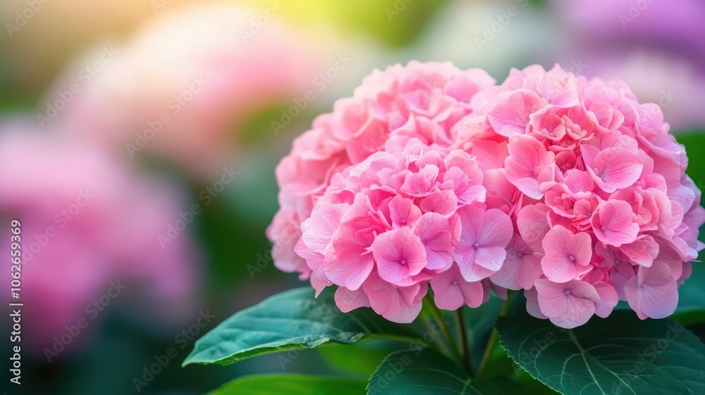 Vibrant pink and purple hydrangea flowers in full bloom their delicate pastel petals creating a soft dreamy and serene look in a lush garden setting with a blurred depth of field Vibrant pink and purple hydrangea flowers in full bloom their delicate pastel petals creating a soft dreamy and serene look in a lush garden setting with a blurred depth of field