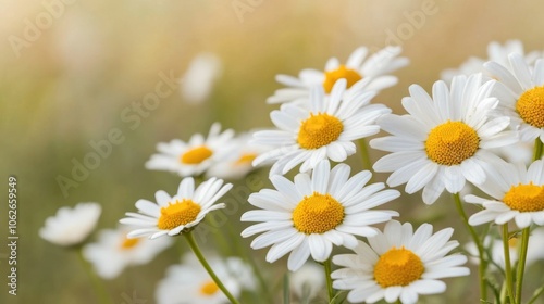 Expansive field of delicate white daisy flowers stretching into the distance creating a peaceful and serene natural garden scene with a deep depth of field and soft dreamy focus The lush