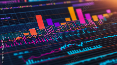 charts and graphs with statistics to innovative analyze business potential and forecast future development of companies growth.