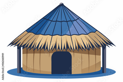 , Isolated thatched hut vector art illustration 