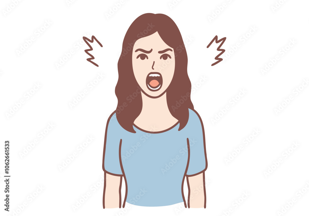 Angry woman. Hand drawn style vector design illustrations. Angry woman. Hand drawn style vector design illustrations.