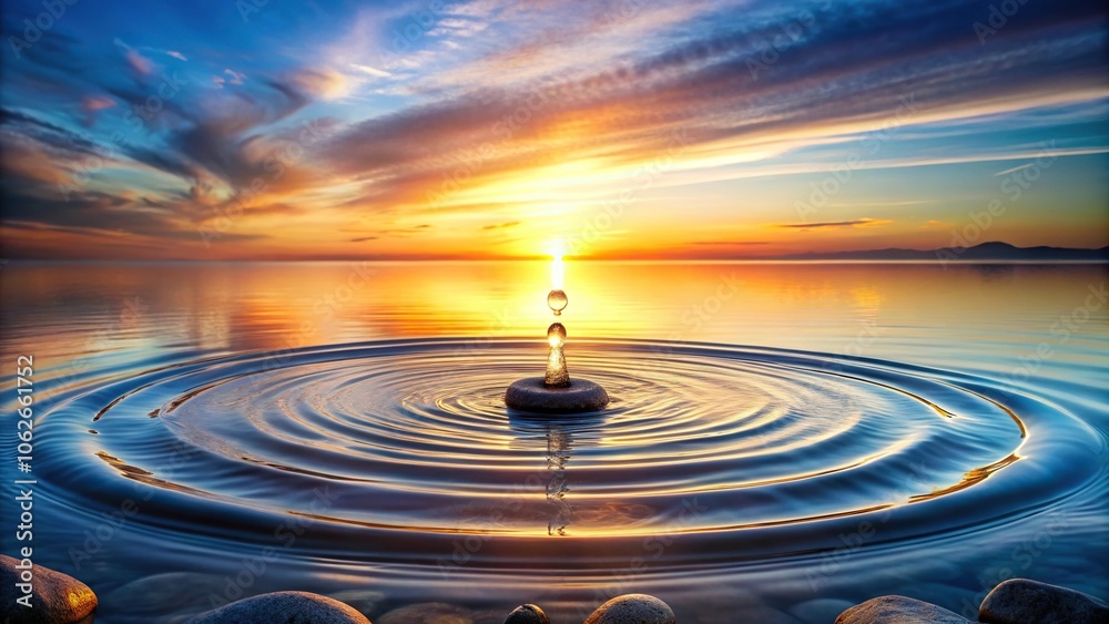 A serene water fountain at sunrise with gentle ripples on the surrounding stones, outdoor, water feature, ripples, peaceful A serene water fountain at sunrise with gentle ripples on the surrounding stones, outdoor, water feature, ripples, peaceful