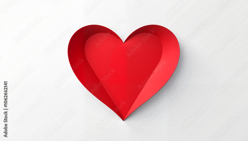 Red 3D heart shape on clean white background Red 3D heart shape on clean white background