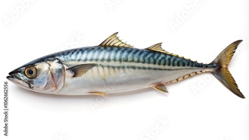 Asymmetrical Atlantic mackerel fish isolated on white background