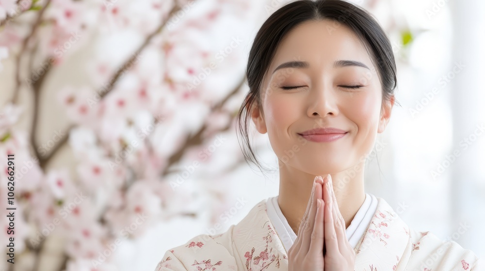 Beautiful Japanese Woman in Traditional Attire