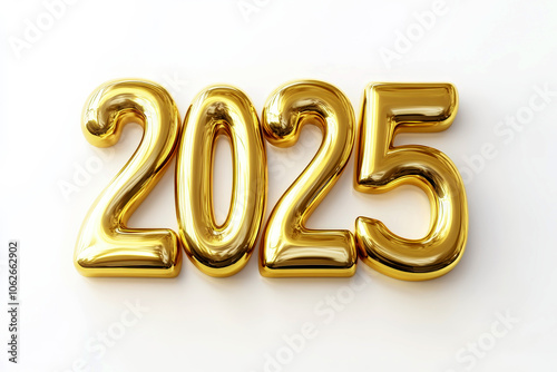 golden 3d text celebrating new year 2025.