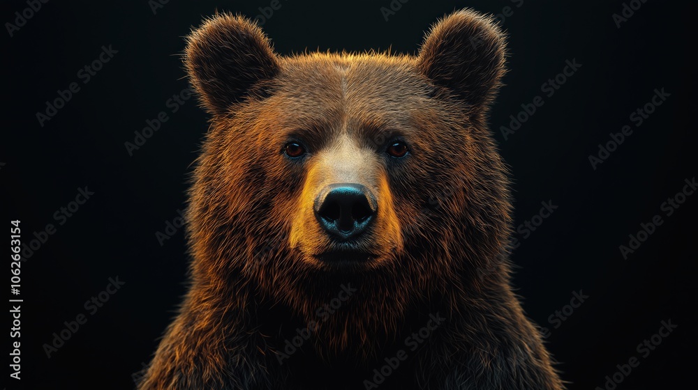 Bear isolated on a dark background, closeup Bear isolated on a dark background, closeup
