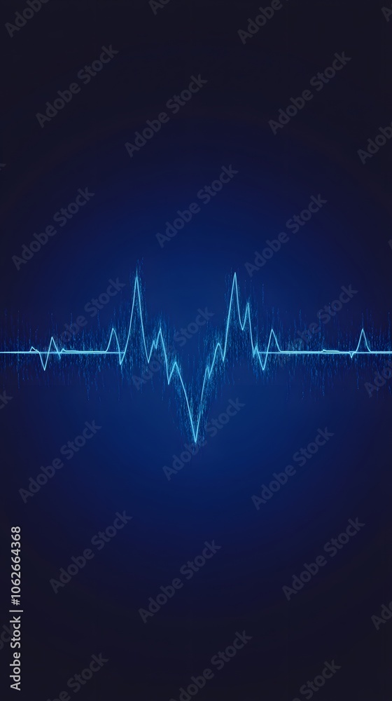 Dynamic blue heartbeat waveform on a dark background. Dynamic blue heartbeat waveform on a dark background.