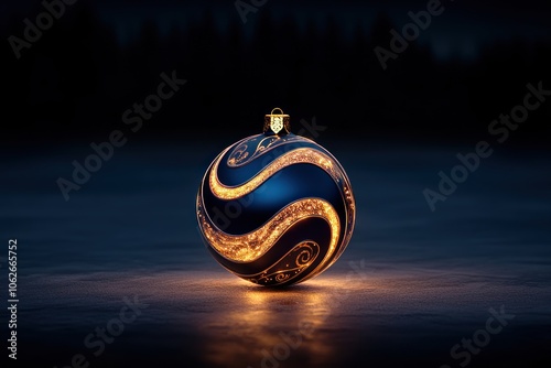 Shimmering Christmas Ornament in Isolation - 3D Rendering photo