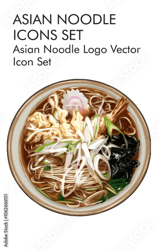 Asian noodle logo vector icon set 