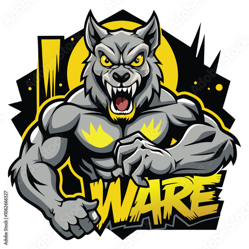 aggressive grey wolf head mascot logo