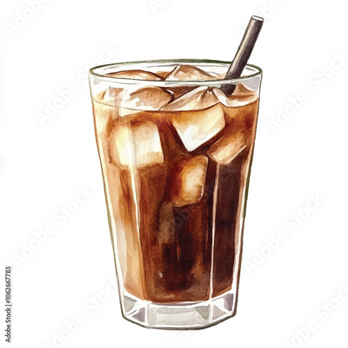 ice coffee watercolor clipart illustration