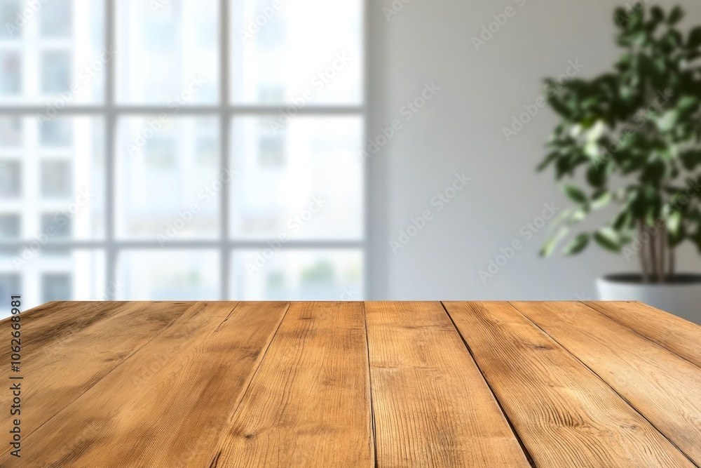 Product Presentation on Wooden Table with Blurred Cafe Background Product Presentation on Wooden Table with Blurred Cafe Background