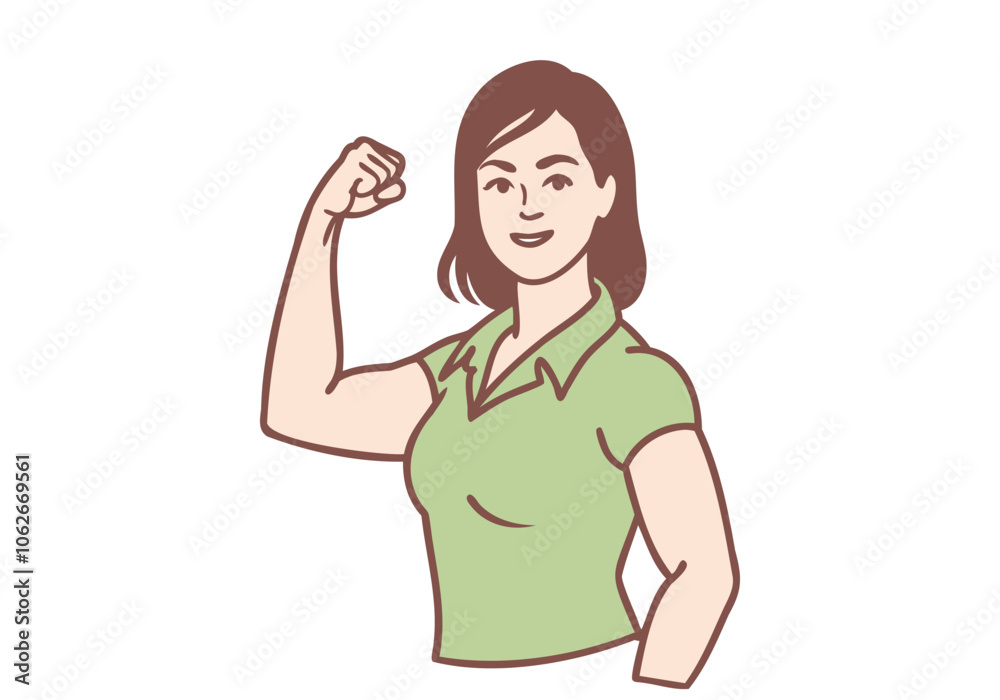 A woman flexes her muscles with strength. Hand drawn style vector design illustrations.
A woman flexes her muscles with strength. Hand drawn style vector design illustrations.