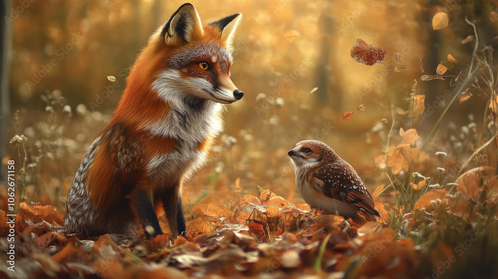 Fototapeta premium Incorporate educational themes like animals, nature, or numbers into riddles, blending learning with fun. For instance, a riddle about a fox and an owl can include visual hints to teach kids about the