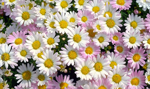 Close-up shot of a cluster of white daisies with pink edges.