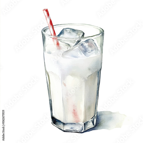  ice Milk watercolor clipart illustration