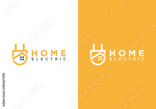 The logo design of the power plug is combined with the house inside with a simple line style.