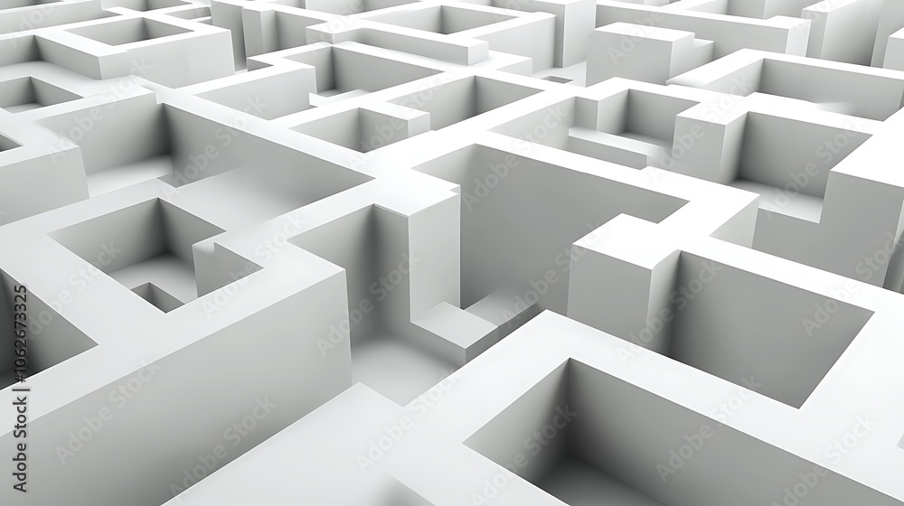 A White 3D Labyrinth with Intricate Passages A White 3D Labyrinth with Intricate Passages