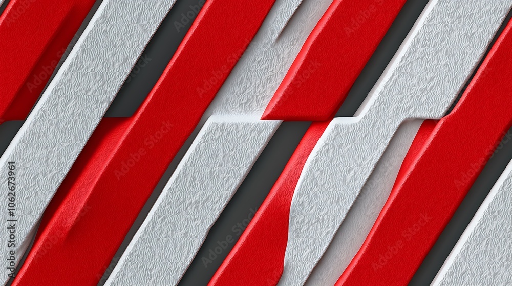 Diagonal candy cane stripe pattern with bright red and white stripes, alternating with a sleek, modern twist. Subtle shadow between lines for added dimension, hd quality, Diagonal candy cane stripe pattern with bright red and white stripes, alternating with a sleek, modern twist. Subtle shadow between lines for added dimension, hd quality,