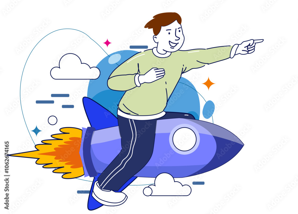 Business concept illustrations. Startup Business, Successful startup management, online communication, e-commerce, project management, finance and marketing