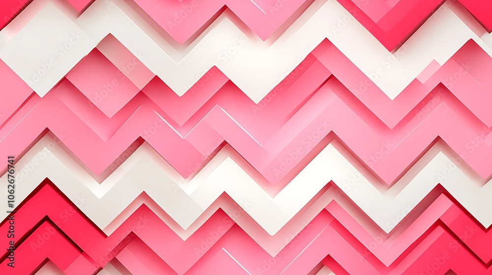 Peppermint-inspired chevron pattern, alternating bold red, soft pink, and crisp white zigzags. Clean lines with a slight shadow for depth, vibrant yet balanced, hd quality, minimalistic design, Peppermint-inspired chevron pattern, alternating bold red, soft pink, and crisp white zigzags. Clean lines with a slight shadow for depth, vibrant yet balanced, hd quality, minimalistic design,