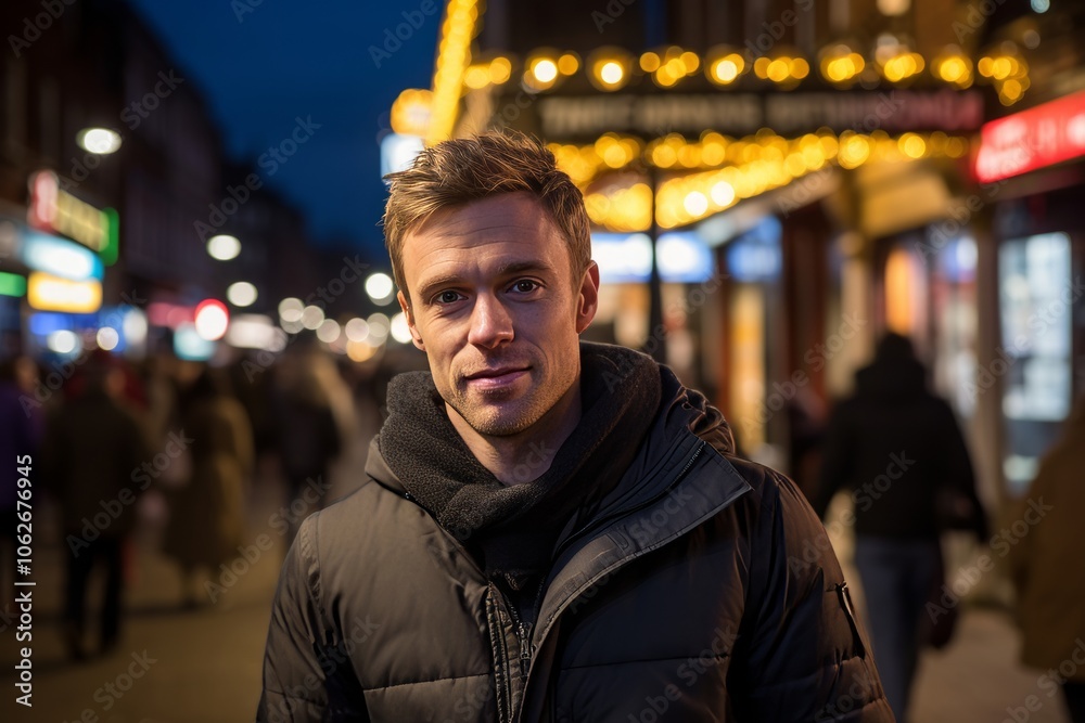 Portrait of a handsome young man in Paris, France at night. Portrait of a handsome young man in Paris, France at night.