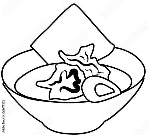 japanese food doodle element coloring page cartoon illustration