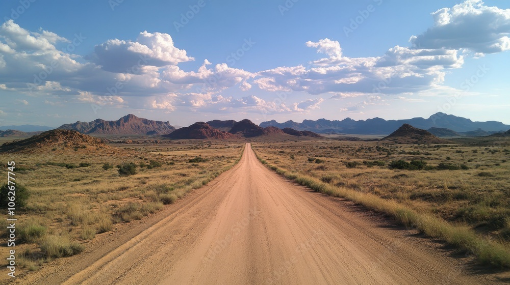 A solitary road stretching through an arid desert landscape, with mountains in the distance. A solitary road stretching through an arid desert landscape, with mountains in the distance.