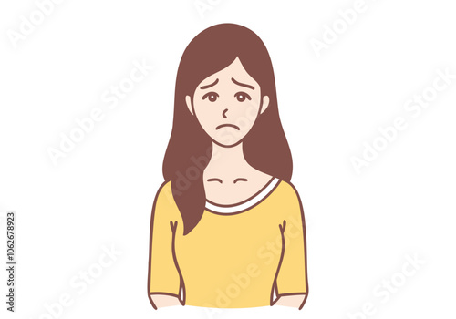 A woman is depressed and hopeless and wants to cry. Hand drawn style vector design illustrations.
