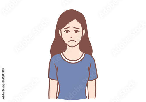 A woman is depressed and hopeless and wants to cry. Hand drawn style vector design illustrations.
