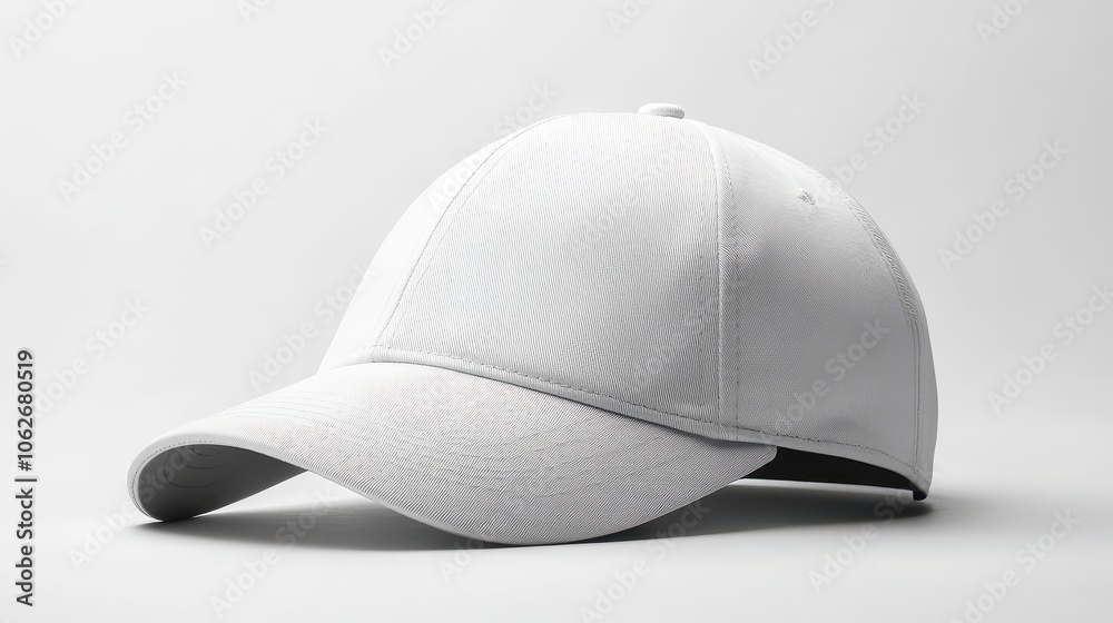White baseball cap mockup isolated on plain white background for versatile design showcase White baseball cap mockup isolated on plain white background for versatile design showcase