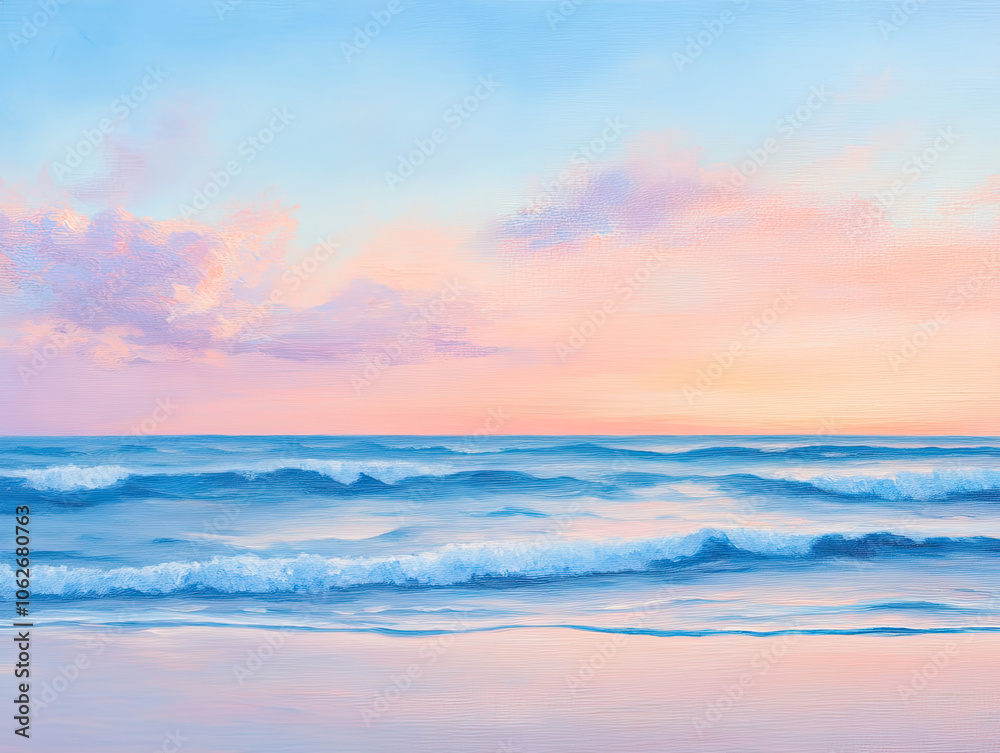 Obraz premium A vibrant ocean vista at sunset painted in rich colors