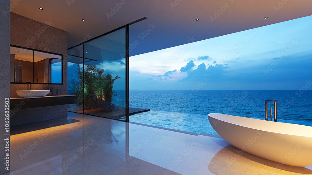 Fototapeta premium sea view luxury hotel room background