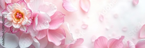 Blurry soft pastel background with a delicate flower in focus, floral, dreamy, hues