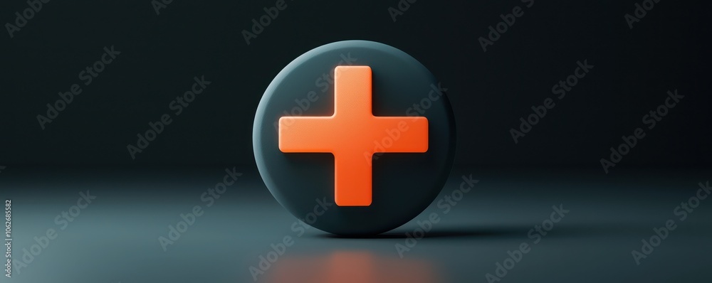 Obraz premium Minimalist 3D add button icon, emphasizing simplicity with a plus sign.