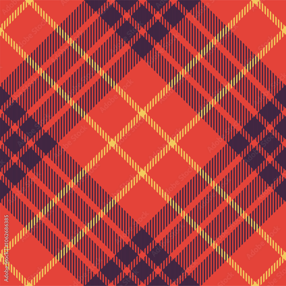 Red Plaid Seamless Pattern Design Template