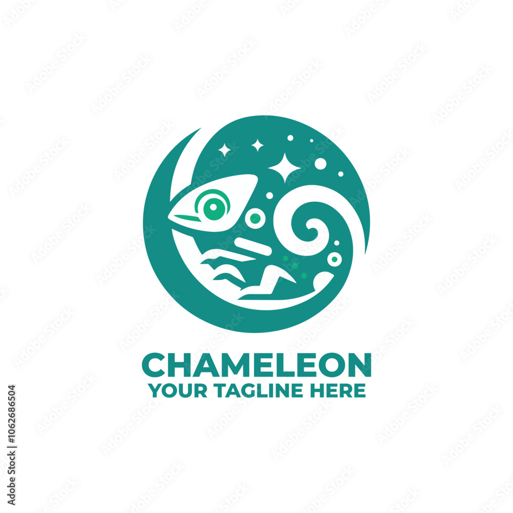 Obraz premium flat minimalist logo of a chameleon