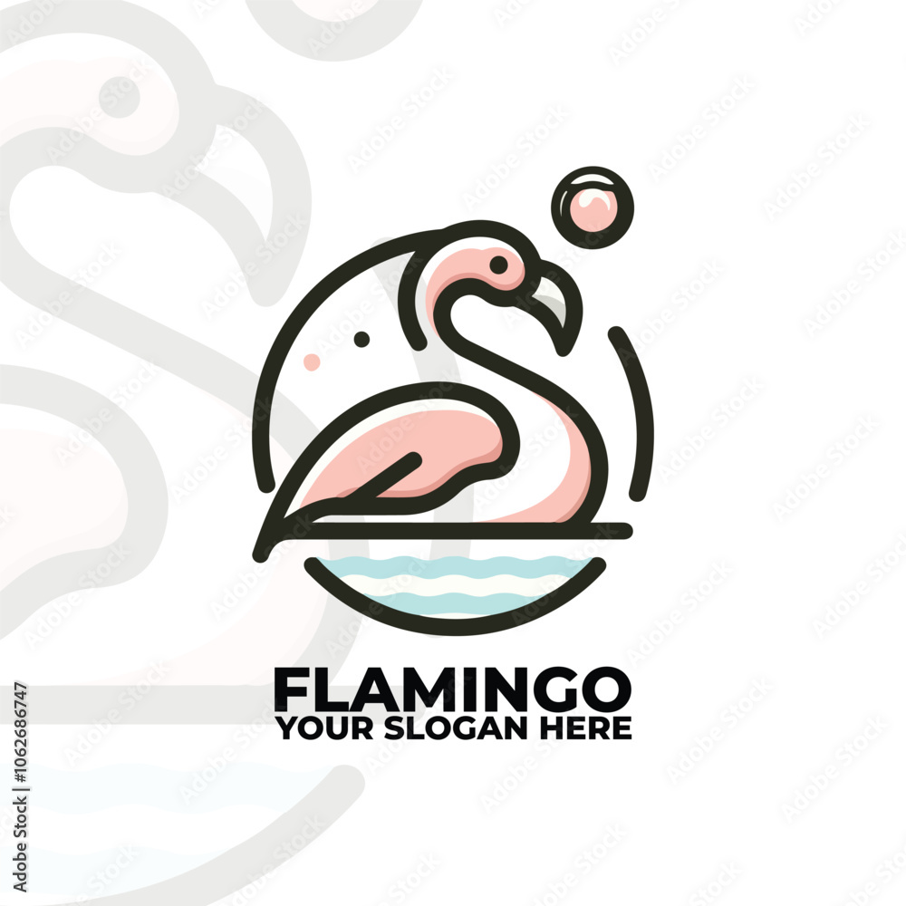 flat minimalist logo of a flamingo flat minimalist logo of a flamingo