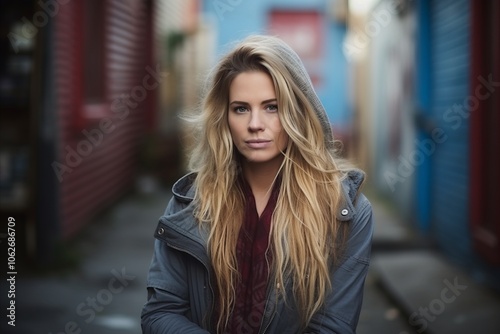 Portrait of a beautiful young woman in the city. Outdoor shot.